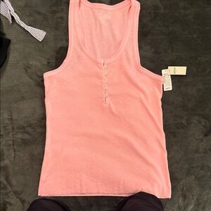 aerie Soft Pink Henley Ribbed Tank Top New With Tags NWT